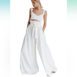 Dressy Two Piece Crop Top + High Waist Wide Leg Palazzo Pants Lipinskaya Russia